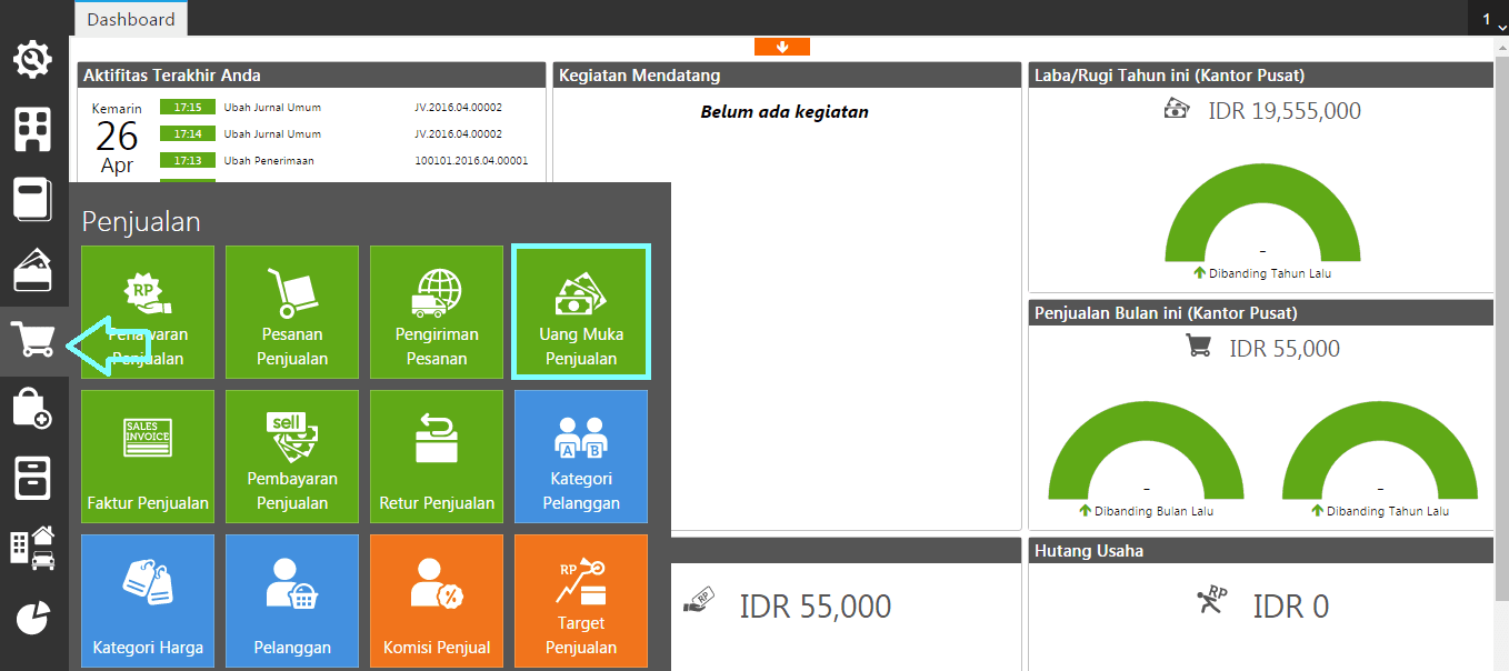 faktur penjualan berasal dari uang muka penjualan 