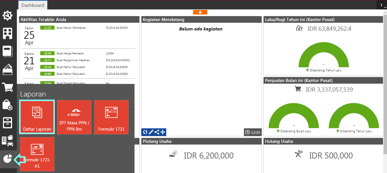 cara membuka laporan di Accurate Onine 